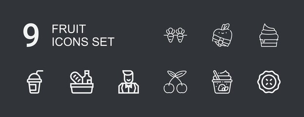 Editable 9 fruit icons for web and mobile