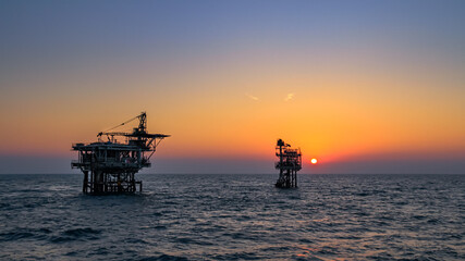Sunset at Oil Field
