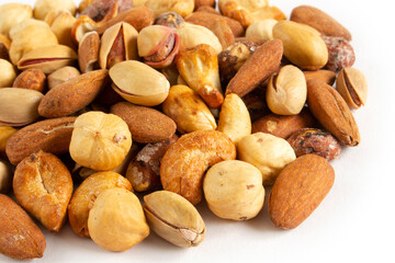 Mixed nuts. Edible, raw, organic and vegan.
