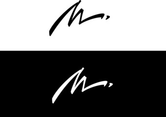 Custom script initial "M", perfect for using as a personal word mark, monogram, logo etc.