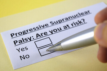 Obraz premium One person is answering question about progressive supranuclear palsy.