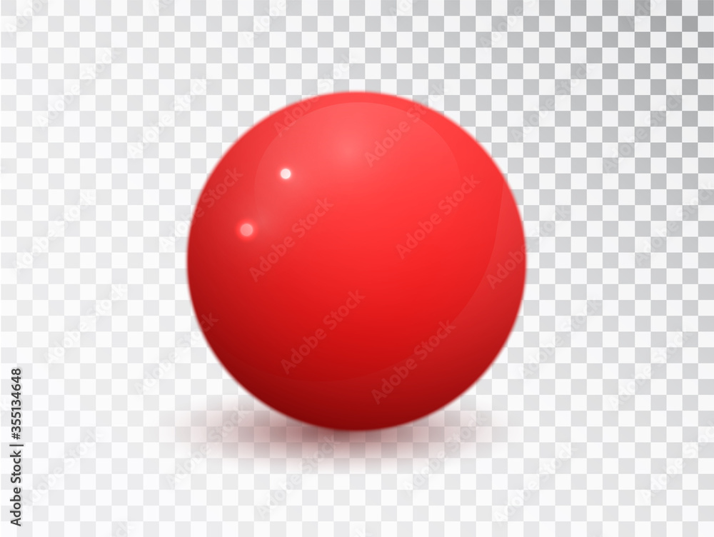 Poster red ball isolated on transparent background. red matte vector sphere. round shape, geometric simple,