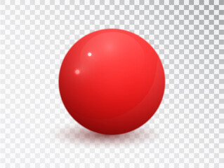 Red ball isolated on transparent background. Red matte vector sphere. Round shape, geometric simple, figure circle. Mock up of clean round the realistic object, orb icon.