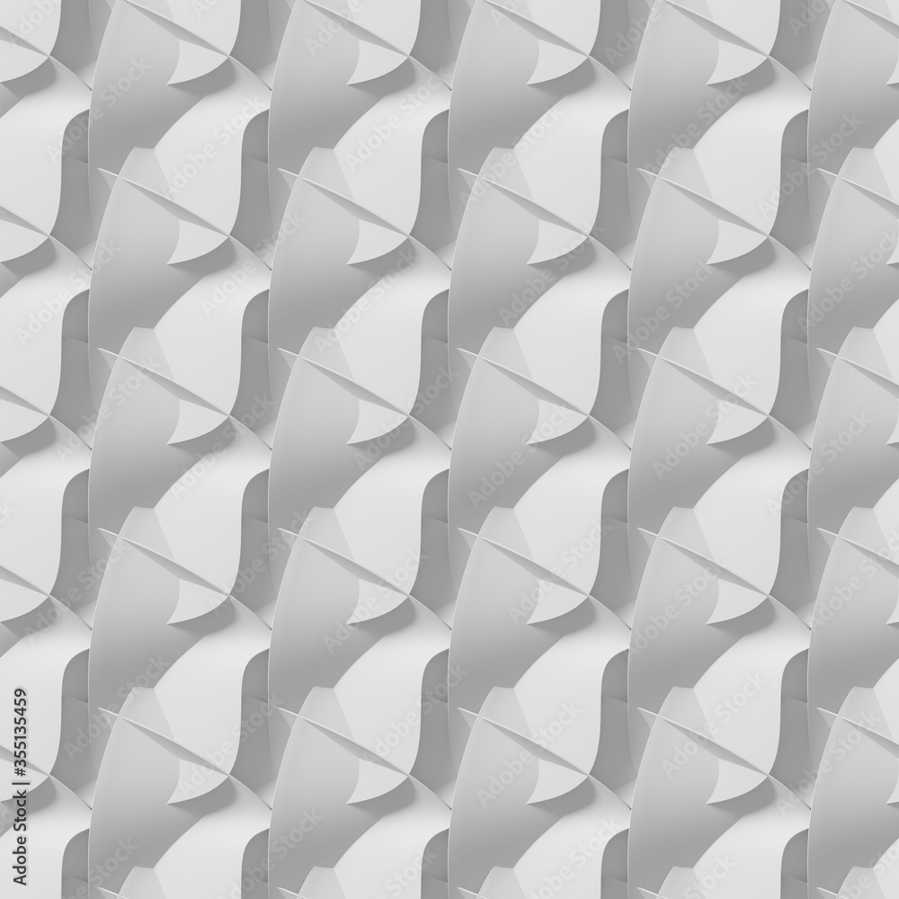 Aufkleber 3d rendering seamless texture. white abstract geometric pattern. origami paper style.