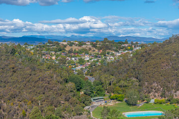 Aerial view of residential houses at Launceston, Tasmania