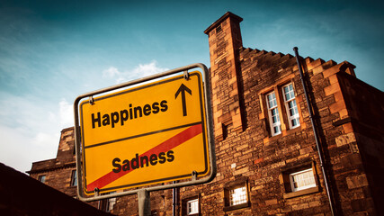 Obraz premium Street Sign Happiness versus Sadness