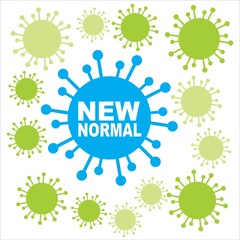 Illustration of new normal. Terms in business and economics. Financial condition after the Covid-19 pandemic. Behavior change to keep running normal activities.