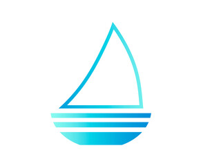 Sailboat icon or logo, water sports emblem