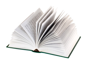 Open book isolated on white background, education