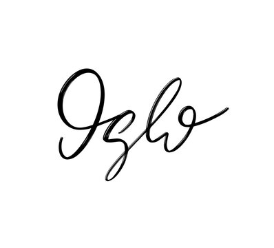 Oslo. Vector hand drawn lettering  isolated.  Handwritten inscription. Template for card, poster, banner, print for t-shirt, pin, badge, patch.