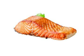 fried salmon barbecue grill Menu concept serving size. food background top view copy space for text keto or paleo pescatarian diet organic healthy eating