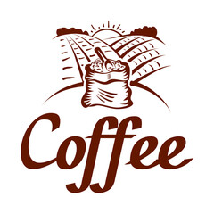 Coffee grain logo - vector illustration, emblem design on black background