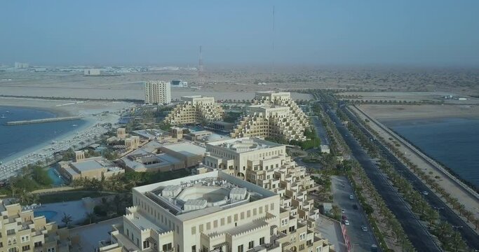 Amazing Pyramid Like Structures Of Rixos Bab Al Bar In Ras Al Khaima United Arab Emirates - Aerial shot