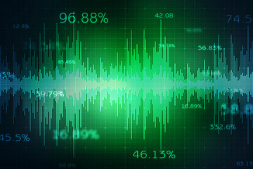 Business graph filled with numbers representing market value in abstract business background.