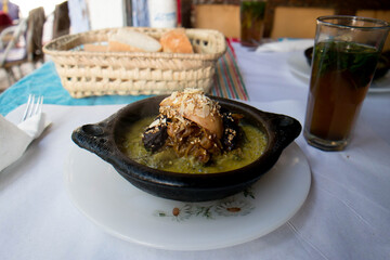 Moroccan traditional food with vegetable dates and almonds