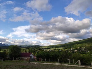 Summer landscape in the mountain Crimea on the Crimean peninsula with a view of the village