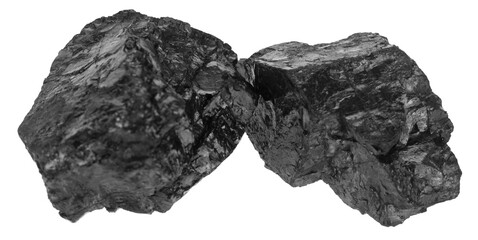 Coal isolated on a white background close-up.