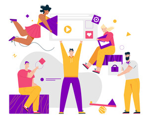 Teamwork people connecting website elements
