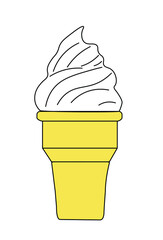 Vector ice cream cone  illustration isolated on white background for menu design, decoration, banner and logo. Vanila ice cream