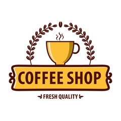 Coffee shop logo design template. Retro coffee emblem. Vector art.