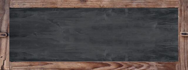 Blackboard template background banner panorama - Empty blank old anthracite chalkboard texture with...
