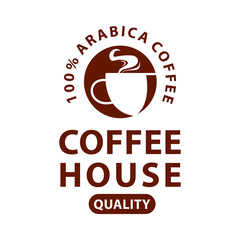 Coffee shop logo design template. Retro coffee emblem. Vector art.