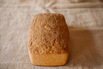 Rustic homemade baked bread. Organic and healthy gluten free bread .	