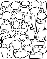 0097 hand drawn background Set of cute speech bubble in doodle style
