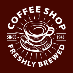 Coffee shop logo design template. Retro coffee emblem. Vector art.