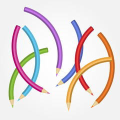 Illustration of colored pencils curves.
Elements for your design.