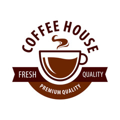 Coffee shop logo design template. Retro coffee emblem. Vector art.