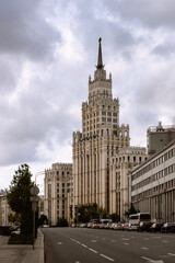 Fototapeta na wymiar Stalin skyscraper on Sadovaya-Spassky, Moscow, Russia