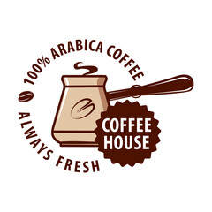 Cezve logo - vector illustration. Cofee emblem design on white background.