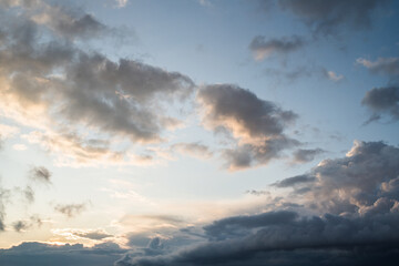 Colored sunset with clouds after a thunderstorm