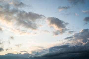 Colored sunset with clouds after a thunderstorm