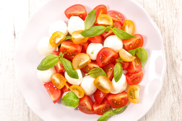 tomato salad with mozzarella and basil