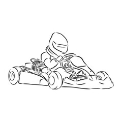 Sketch of karting, sport and active lifestyle. Karting hand drawn Vector design illustration. racing karts, vector sketch illustration - obrazy, fototapety, plakaty