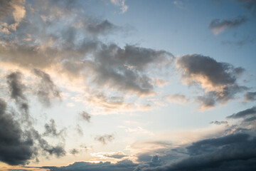 Fototapeta premium Colored sunset with clouds after a thunderstorm