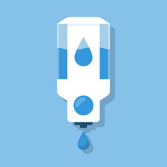 Hand sanitizer wall. Alcohol antiseptic gel. Drop of antibacterial gel. Prevention coronavirus covid-19. Sanitizer bottle hygiene product. Cleaning washing. Vector flat design. Isolated on background.