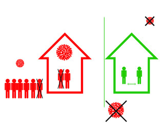 Stay home and keeping social distance . Stop corona virus spread . Vector illustration.