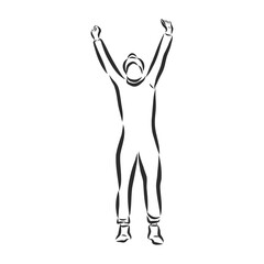Sketch style illustration of an athlete winner, champion winner, vector sketch illustration