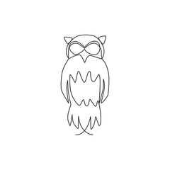 One continuous line drawing of cute owl bird for company logo identity. Symbol of education, wisdom, school, smart, knowledge, intelligent icon concept. Single line vector draw design illustration