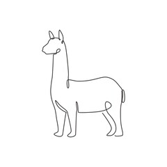 One continuous line drawing of elegant llama for company logo identity. Business icon concept from mammal animal shape. Trendy single line draw vector design graphic illustration