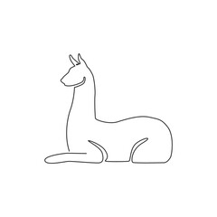 One single line drawing of cute llama for company logo identity. Business corporation icon concept from animals typical of South America. Continuous line draw graphic design vector illustration