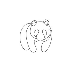One single line drawing of cute panda for company logo identity. Business corporation icon concept from china bear animal shape. Trendy continuous line draw design vector graphic illustration