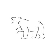 One continuous line drawing of elegant bear for company logo identity. Business icon concept from wild mammal animal shape. Trendy single line draw graphic vector design illustration