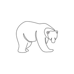 One continuous line drawing of elegant bear for company logo identity. Business icon concept from wild mammal animal shape. Trendy single line draw graphic design vector illustration