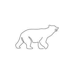 One continuous line drawing of elegant bear for company logo identity. Business icon concept from wild mammal animal shape. Dynamic single line draw vector graphic design illustration