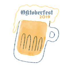 Oktoberfest vector sign and beer glass. Modern brush icon. Isolated on white background.