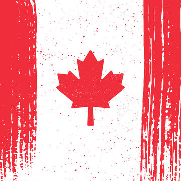 vector flag canada in grunge square